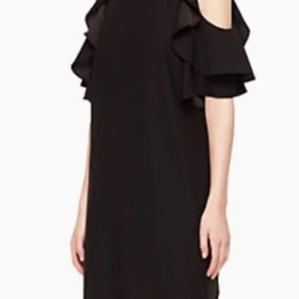 Kate Spade Cold Shoulder Flutter Sleeve Slimming Black Dress Sz 14/16